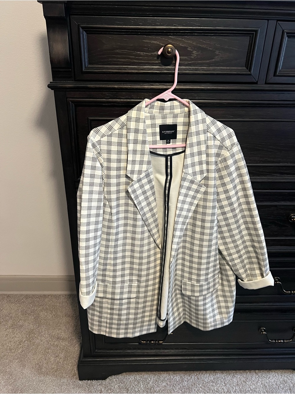 Liverpool Los Angeles Women’s White & Black Plaid Blazer Jacket